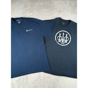 Lot of 2 Beretta Mens Graphic T-Shirts Navy Black Cotton Short Sleeve Large XL